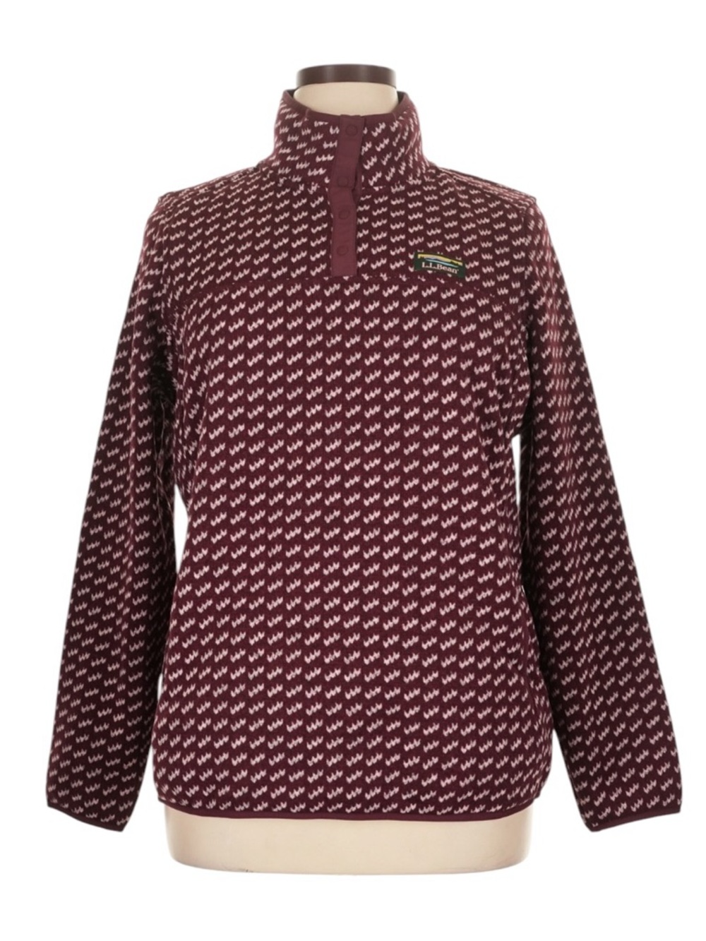 L.L. Bean Sweater Fleece Quarter Snap Pullover XL Red Print Outdoors Gorp NWT